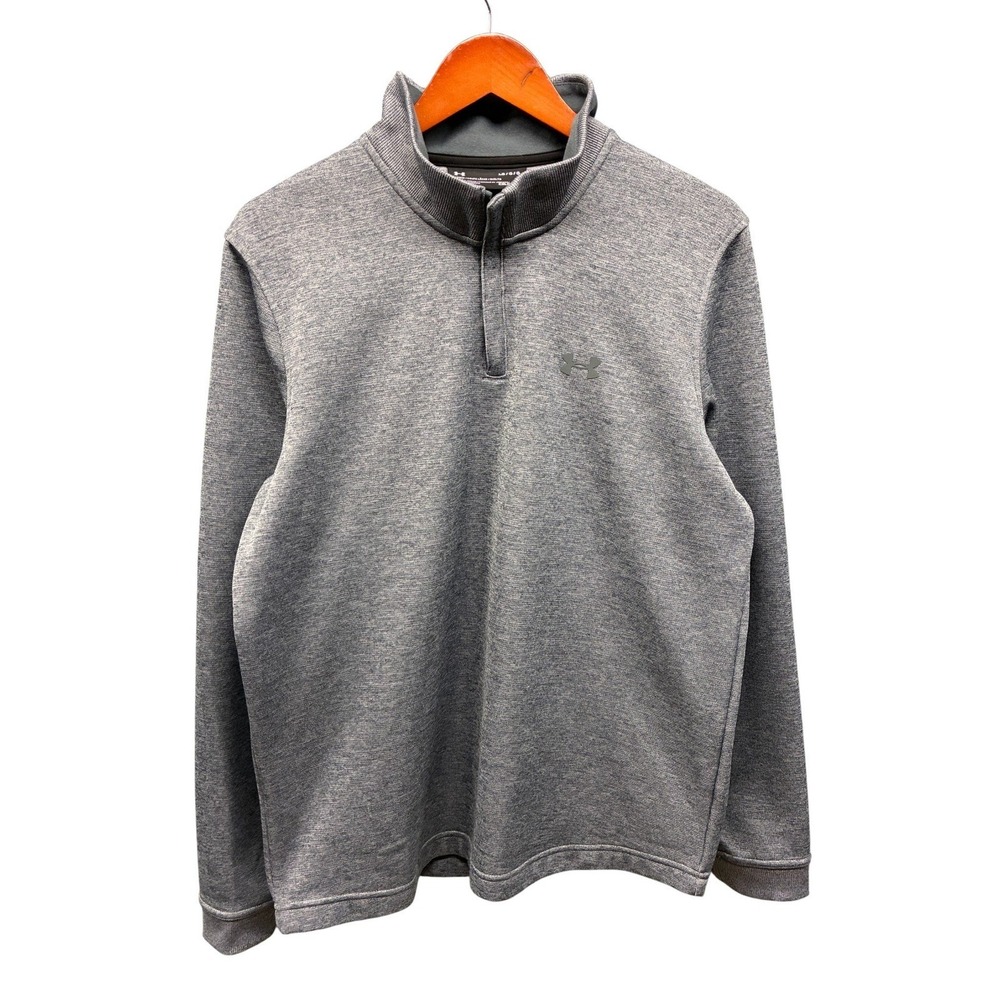 Under Armour ColdGear Fleece 1/4 Zip Pullover Mens L Gray Heather Athleisure